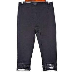 Zac & Rachel Womens Black Pull on Cropped Capris Pants with Ankle Details Size 8